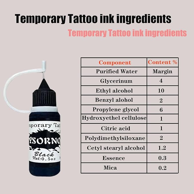 Temporary Tattoo Kit,6 Bottles Temporary Tattoo Ink with Painting PATY13 0.5oz