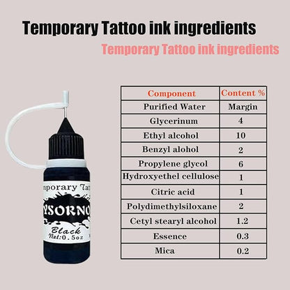 Temporary Tattoo Kit,6 Bottles Temporary Tattoo Ink with Painting PATY13 0.5oz