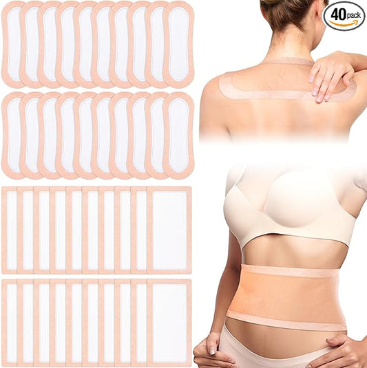 Geiserailie 40 Pcs Large Castor Oil Pack Wrap Kit Disposable Castor Oil Patches Large Self Adhesive Pads for Neck Belly Waist Stomach Knee Back Arm, Portable, Anti Massage Oil Leak, No Wash