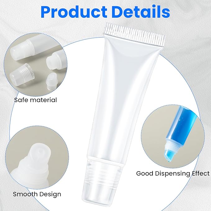 Lip Gloss Empty Balm Tubes, 5Pcs Lip Balm Gloss