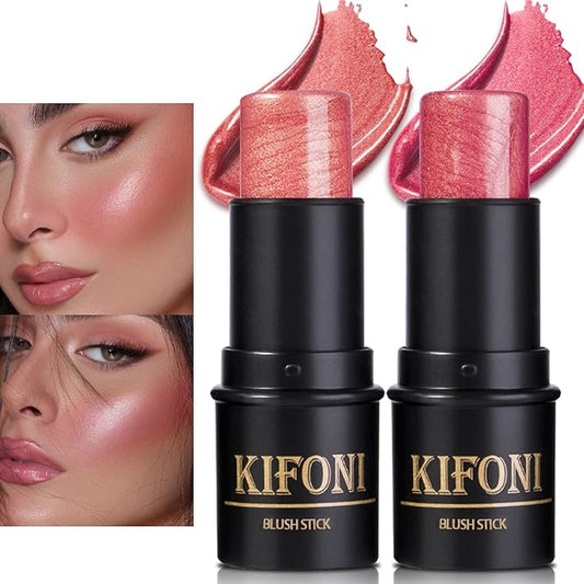 2 Pcs Cream Blush Stick Makeup Kit, Natural
