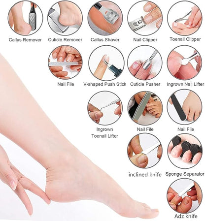 Pedicure Kit, 36 in 1 Foot Care Tools Stainless Steel Foot Rasp Dead Skin Remover for Home & Travel…