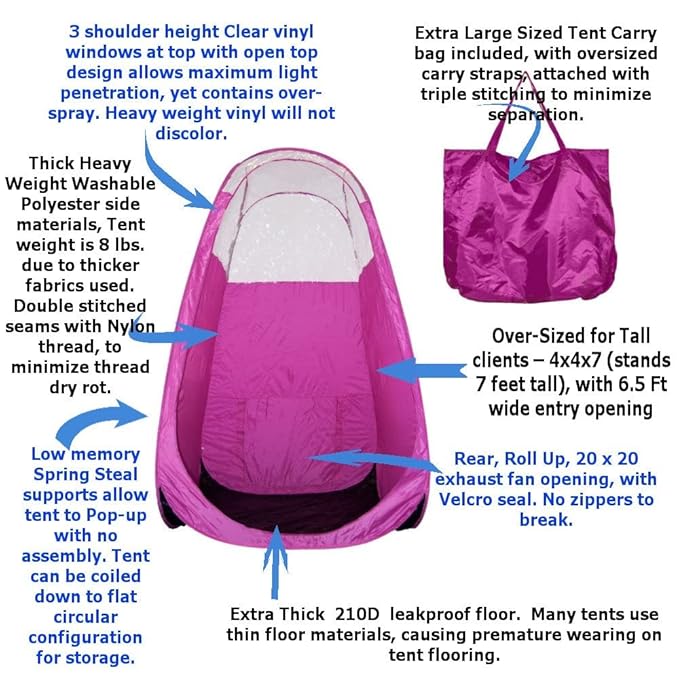 MaxiMist Spray Tan Machine with Tent - HVLP Airbrush Tanning Kit & Booth, Sunless Spray Tan Machine for Home, Maximist Lite Plus - Pink