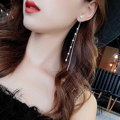 Boho Long Pearl Dangle Drop Earrings