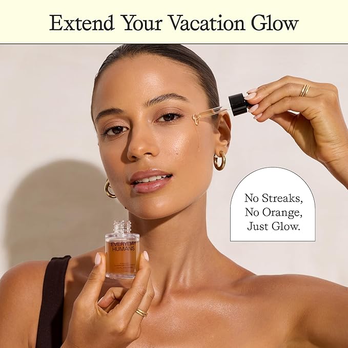 Sun Blush Glowing Self Tanning Drops Australian Made 1.0 fl.oz | Sun-Kissed, Natural Face & Body Gradual Self Tanner with Peptides | Fragrance Free| Everyday Humans