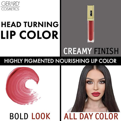 Gerard Cosmetics Color Your Smile Lip Gloss Rose Hill | Super Pigmented Red Lip Gloss with LED Light and Mirror | Shiny Finish | Hydrating Liquid Lip Color | Cruelty Free and Made in USA