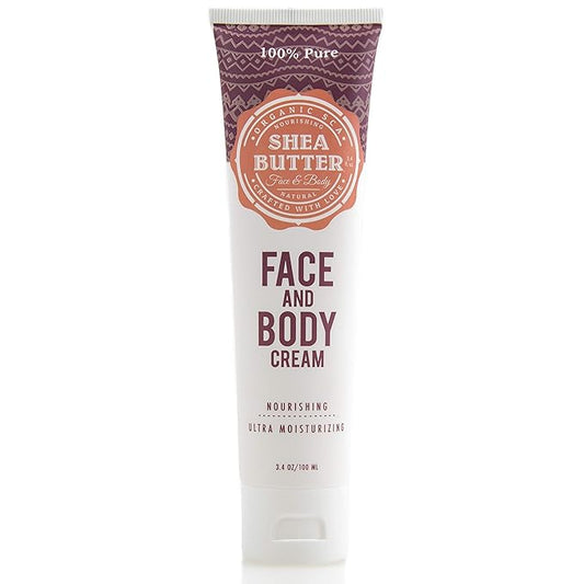 Shea Butter Moisturizing Face and Body Cream – Anti Aging, Non-Greasy Rejuvenating Lotion for Nourishing, Hydrating Dry Skin- (3.4 oz/100 ml)