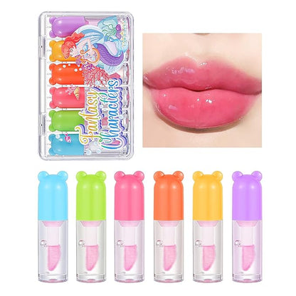 Color Change Plumping Lip Oil Set, Infuse Flowers Clear Lip Gloss for Lip Care, Natural Plant Hydrating Lip Glow Oil Toot Lip Oil, Nourishing, Non-sticky