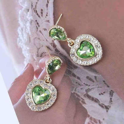 Vintage Emerald Heart Earrings Emerald Cz