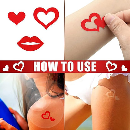 210 Pieces Tanning Stickers Sunbathing Tattoo Body Sticker Self Adhesive for Indoor Tanning Beds Heart Butterfly Lips Shaped