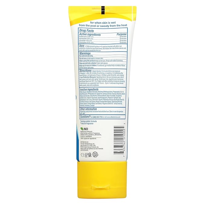 Alba Botanica Sunscreen for Face and Body, While Wet Sunscreen Lotion, Broad Spectrum SPF 30, Water Resistant Sunscreen for Wet and Dry Skin, 3 fl. oz. Bottle