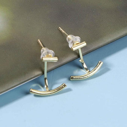 Boho Bar Ear Jacket Earrings Gold Stick Studs