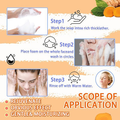 2PCS Turmeric Soap Bar for Face