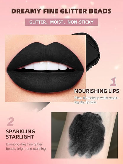 Black Matte Liquid Lipstick for Women, Soft Natural Gloss,