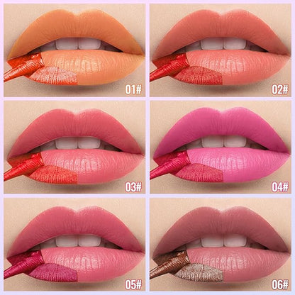 Erinde 2 Colors Peel Off Matte Lip Tint Stain, Magic Tattoo Lip Gloss, Waterproof Tinted Lip Stain, Non-Stick Cup, Long Lasting Natural Nude Matte Lip Makeup, Set C