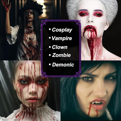 BOBISUKA Halloween Fake Blood + 10 Pack of Mouth Clothes