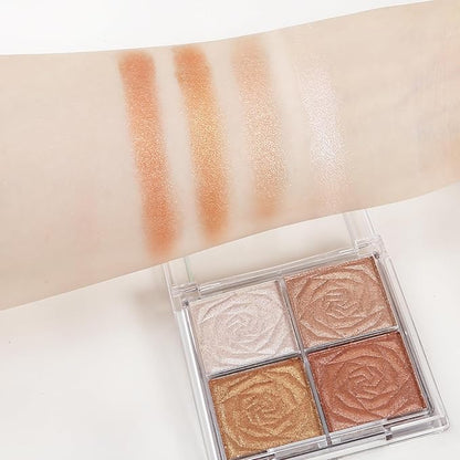 Boobeen Blush and Highlighter Palette- 4-color Metallic Shimmer