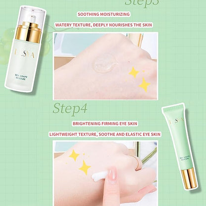 Sea Grape 6 Step Skin Care Set Daily Skin Care Routine With Skincare Set, 6-In-1 Skincare Gift Set With Facial Cleanser, Toner, Serum, Eye Cream, Lotion & Cream