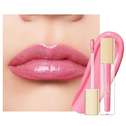 Oulac Pink Lip Gloss High-shine Moisturizing Lip Gloss Oil Colorful Shade Liquid Lipstick Non-sticky Cup Glitter lipstick Lip Tint Reduce Fine Lines Lip Glaze For Dry Lip C16