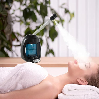 Facial Steamer-Nano Ionic Face Steamer for Facial Deep Cleaning, Vaporizador Steamer for Esthetician, Professional Facial Steamer for Home Facial Spa. (Black)