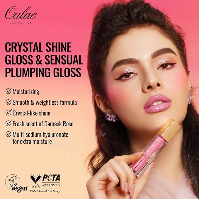 Oulac Shine Orange Liquid Lipstick for Women-Lip Plumper Lip Gloss for Dry Lip Care, Lightweight Soft and Hydrating Lip Tint Stain with Vitamin E & Rose Oil Vegan & Cruelty-Free, S06