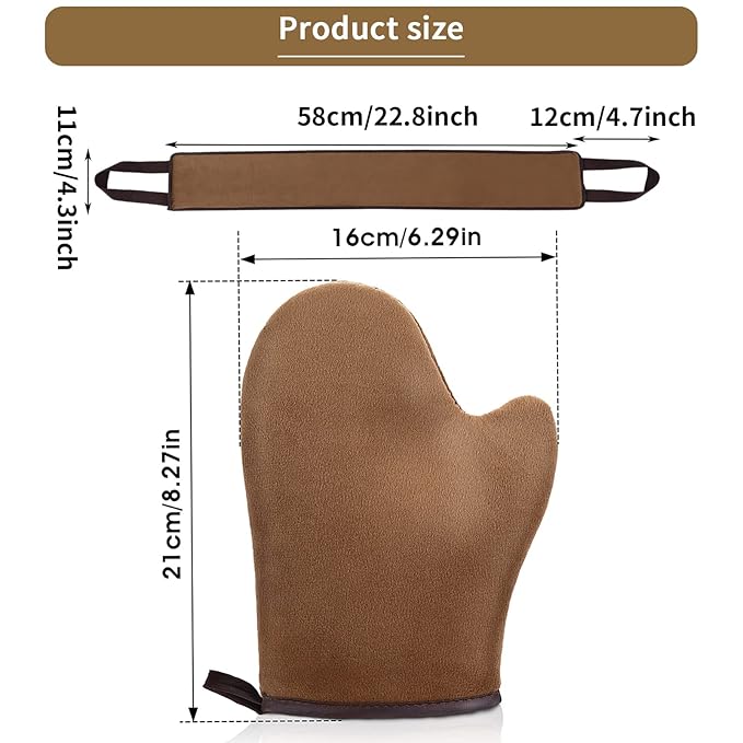 WLLHYF Self Tanning Mitt Applicator kit, Lotion Applicator For Back, Face Fake Tan Mitten, Ultra Soft Streak Free Reusable Tanning Glove for Self Tan (Brown)