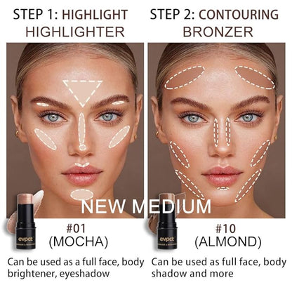 evpct 2Pcs Face Cream Contour Bronzer Sticks Makeup