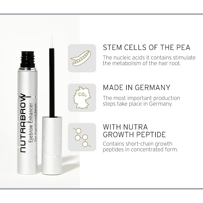 NutraBrow Eyebrow Enhancer - Eyebrow Growth Serum for Thicker Brows in 8-12 Weeks I Eyebrow Serum to Grow Brows I Made in Germany I 3ml