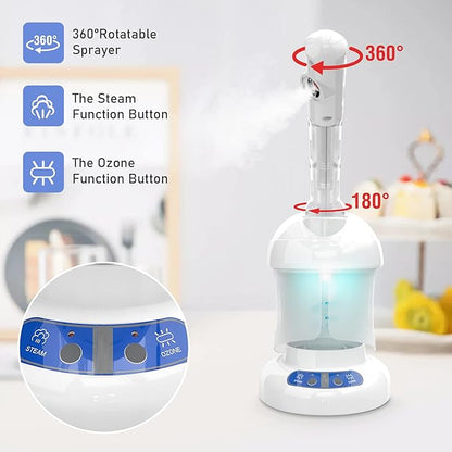 Kingsteam Facial Steamer - Ozone Steamer with Extendable Arm - Professional Nano Ionic Facial Steamer for Deep Cleaning - Portable for Personal Care Use at Home or Salon