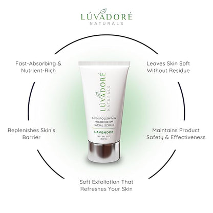 Microdermabrasion Facial Scrub – Skin Polishing Exfoliating Face Scrub – Gentle Face Exfoliator with Shea Butter, Vitamin E – Hydrating and Smoothing Formula for Wrinkles, Scars
