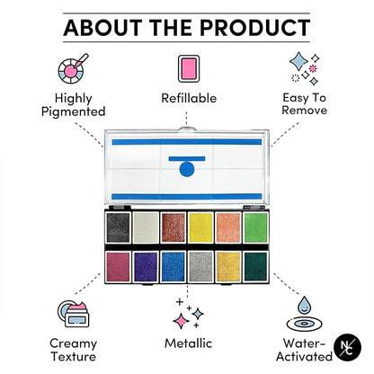 Metallic 12-Color Palette - Luxurious Water-Activated Makeup