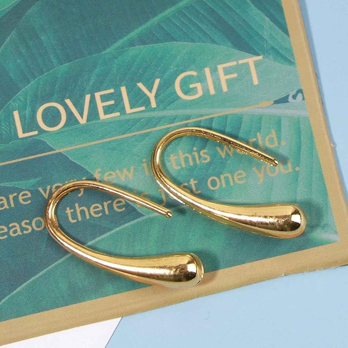 Water Tear Drop Earrings Abstract Droplet Hoop Earrings