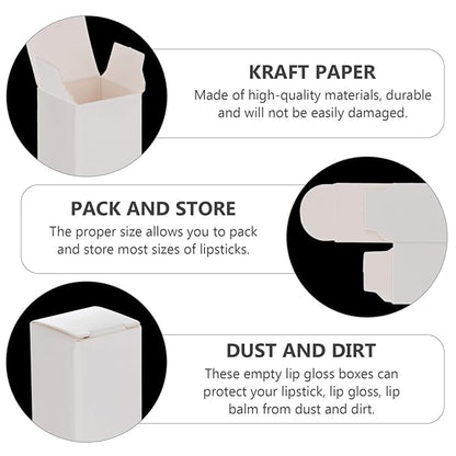 EXCEART Lipstick Pack Box 50 Pcs Lip Gloss Tubes Kraft Paper Packaging Boxes Lipstick Storage Boxes Lip Balm Wrapping Box (White) Paper Essential Oil Box
