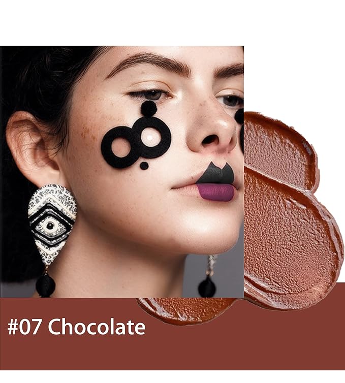 Halloween Dark Matte Liquid Lipstick for Women, Long Lasting Waterproof Lip Gloss, Face Body Painting, Vivid Vampire Lip Stain for Masquerade, Party Goth Makeup, Cosplay (#07 Chocolate)
