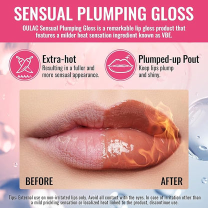 Oulac Shine Orange Liquid Lipstick for Women-Lip Plumper Lip Gloss for Dry Lip Care, Lightweight Soft and Hydrating Lip Tint Stain with Vitamin E & Rose Oil Vegan & Cruelty-Free, S06