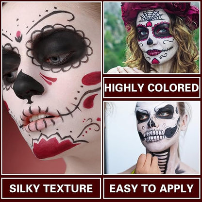 Clown Makeup Kit Black White Red Face Body