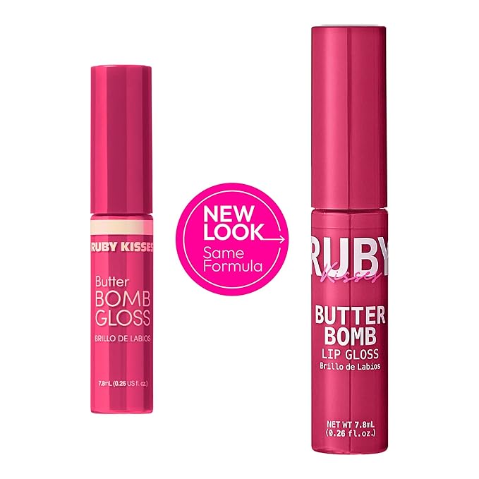 Ruby Kisses Lip Gloss Butter Bomb Gloss Non-Sticky Lip Gloss Vitamin E Natural Nude Lip Makeup - 7.8mL (0.26 US fl.oz) (Play, Boy)