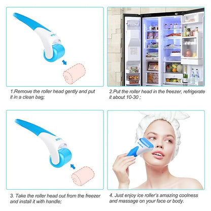Ice Rollers, 2 Packs Self Care Tools for Reduces Puffiness, Migraine Pain Relief and Energizes Skin, Ideal Gift for Women and Suit for All Skin Types(Blue+Pink)