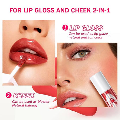 Lip Gloss Set,Moisturizing Lip Stain Plumping Lip Tinted Gloss