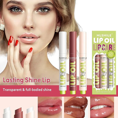Click Lip Gloss Pen For Women Plumping Lip Stain Color Changing Waterproof Long Lasting Jelly Tinted Lip Balm Hydrating Lip Oil For Dry Lips （01 04 05）