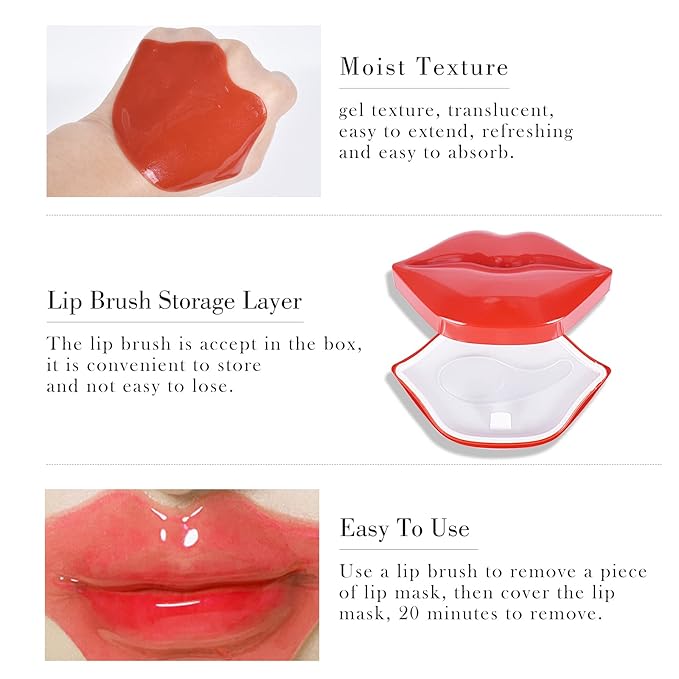 20Pcs Lip Mask, Red Cherry Lip