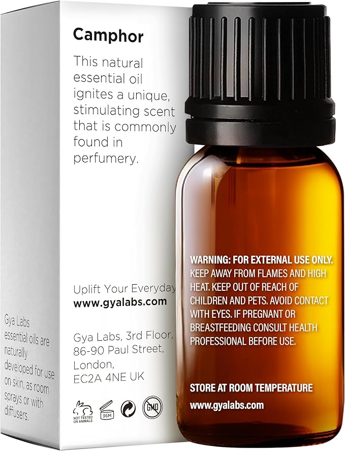 Gya Labs Camphor Oil for Candle Making Scent - 0.34 Fl Oz - 100% Pure Natural Camphor Oil for Skin, Hair, DIY, Aromatherapy - Fresh Sharp & Slightly Woody Scent