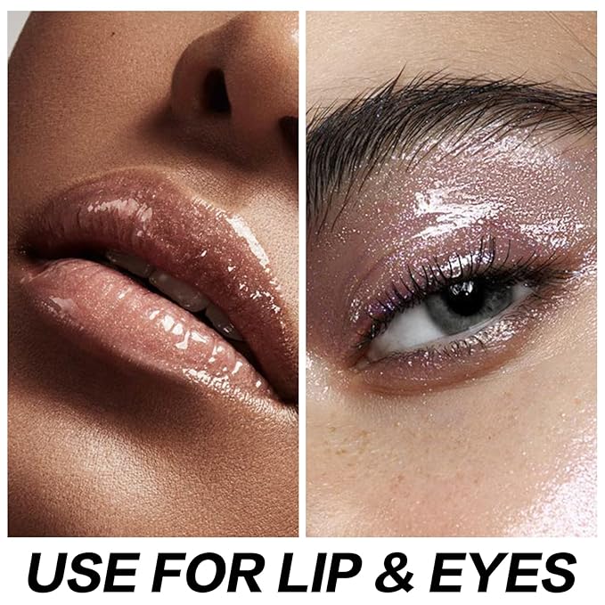 FOCALLURE High Shine Glitter Lip Gloss,Hydrates and Soothes Lips for a Gorgeous,Delivers a Non-sticky Glossy finish,Long-lasting Shine & Fuller-looking Lip Makeup,PP01 AMETHYST-QUARTZ