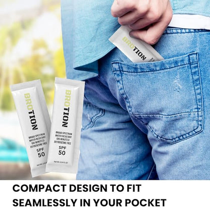 Travel Size Sunscreen, Waterproof/Sweat Proof SPF 50 Protection Fragrance-Free Lotion, PABA-Free Mini Sunscreen For Face, Reef Safe Sunscreen, Single Use Packets 0.34 Fl Oz