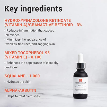 French Pharmacy RetRx 314 Professional Retinol Serum - Skin Renewing Facial Retinol - Anti-Aging Womens Face Serum - Increase Elasticity, Plumpness & Brightness - Pro-Retinol for All Skin Types - 1oz