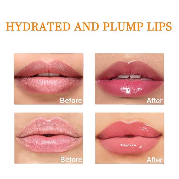 2 Colors Hydrating Lip Glow Oil, Moisturizing plumping Hydrating