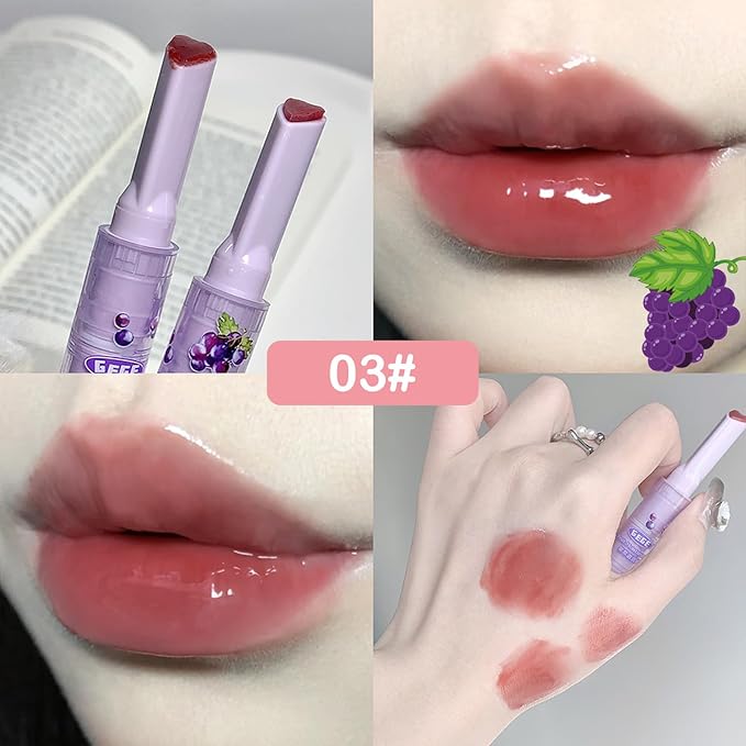 3 Colors Jelly Lipstick, Tinted Lip Gloss Heart Gloss