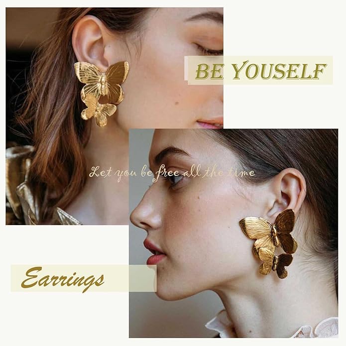Boho Big Butterfly Drop Earrings Vintage