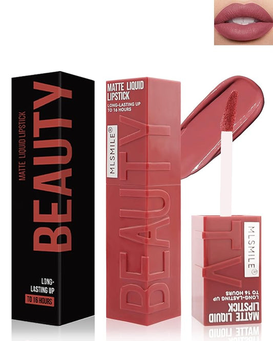 Matte Liquid Lipstick for Women, Highly Pigmented Color Lip Tint Stain, Super Velvet Matte Lip Gloss, Up to 16H Wear, Long Lasting Waterproof Smudge-proof, Non-Stick Cup Liquid Lipcolor Makeup-03#
