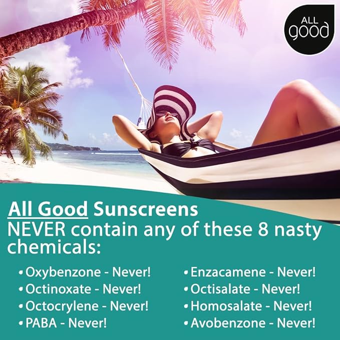 All Good Sport Face & Body Sunscreen - UVA/UVB Broad Spectrum, Water Resistant, Coral Reef Friendly - (2) SPF 50 Butter Sticks & (2) SPF 30 Lotions